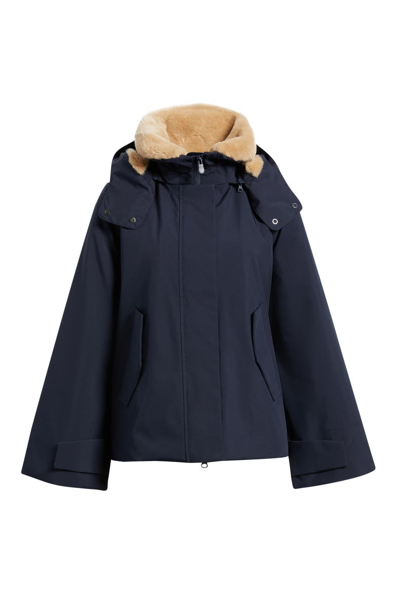 Solana Hooded Jacket with Faux Fur Collar, Alternate, color, BLUE BLACK