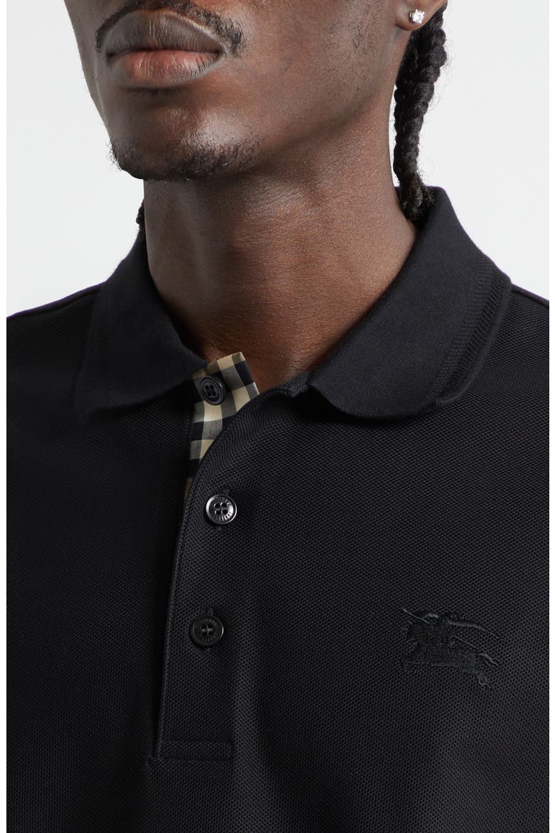 Eddie EKD Embroidered Cotton Piqué Polo, Alternate, color, BLACK