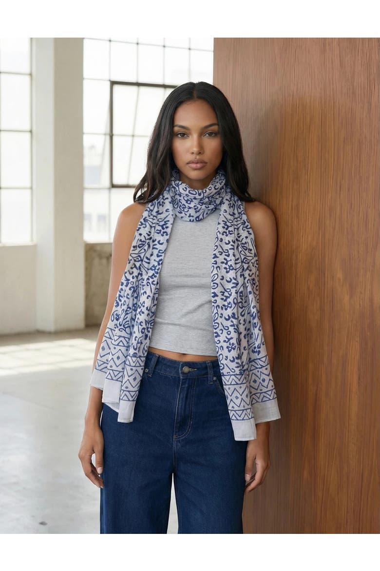Bright Blue Abstract Scarf, Alternate, color, Bright Blue Abstract Scarf