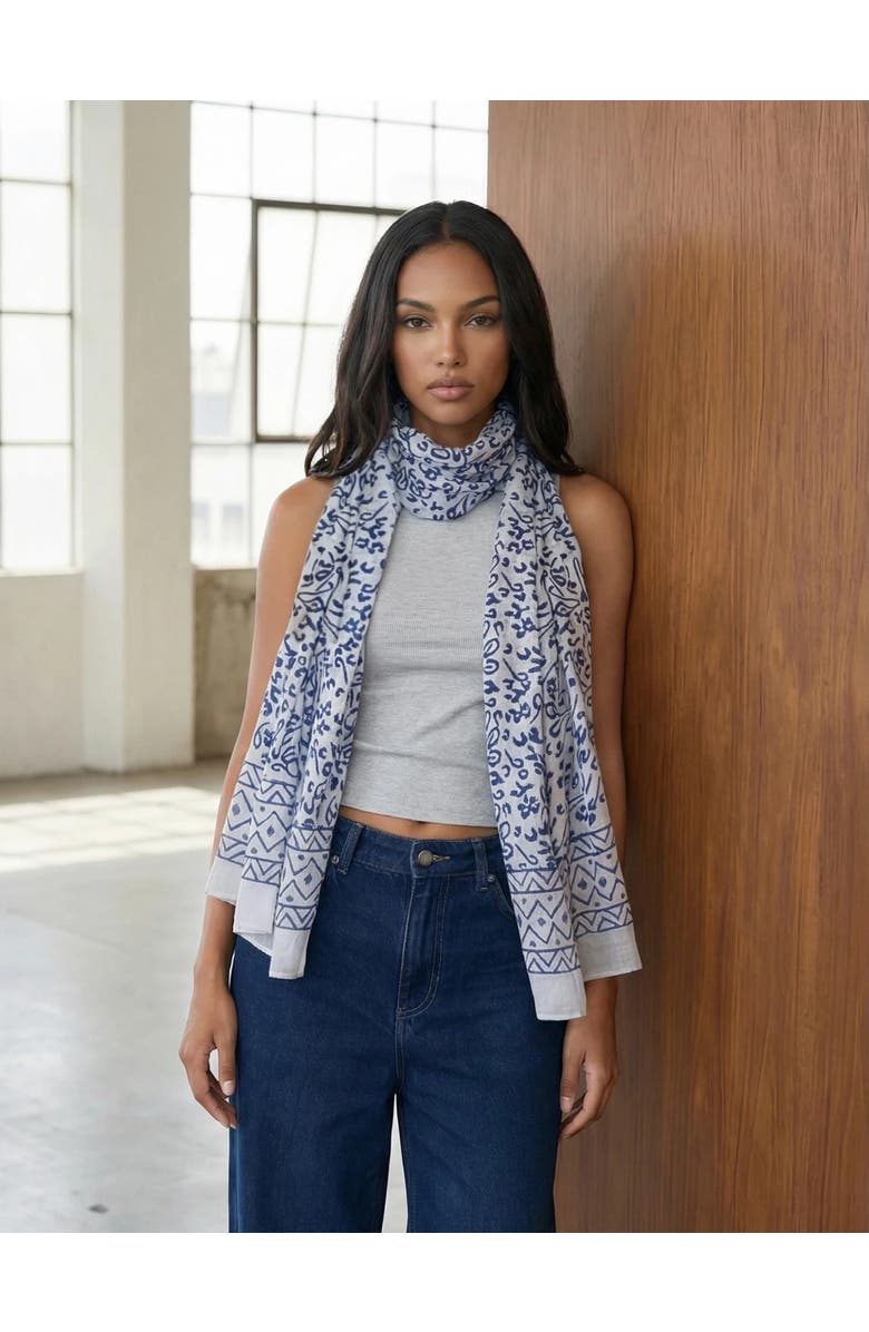 Passion Lilie Bright Blue Abstract Scarf, Alternate, color, Bright Blue Abstract Scarf