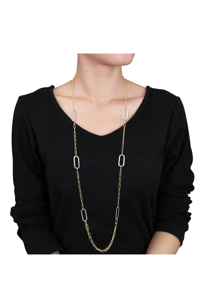 Two-Tone Paperclip Chain Necklace, Alternate, color, GOLD