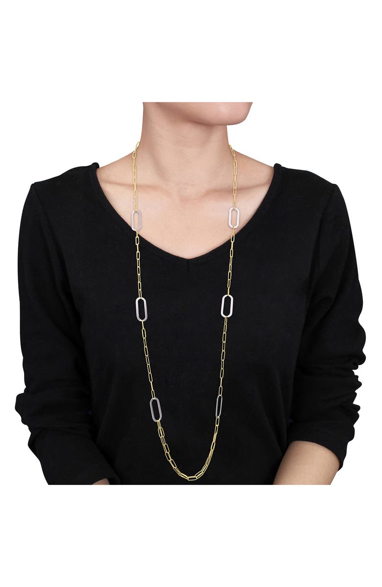DELMAR Two-Tone Paperclip Chain Necklace, Alternate, color, Gold