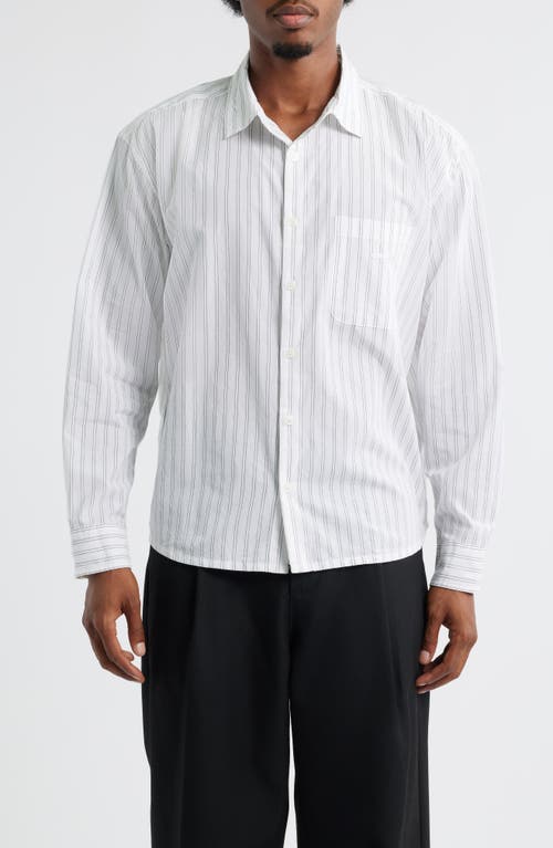 Obey Faro Pinstripe Cotton Button-up Shirt In White