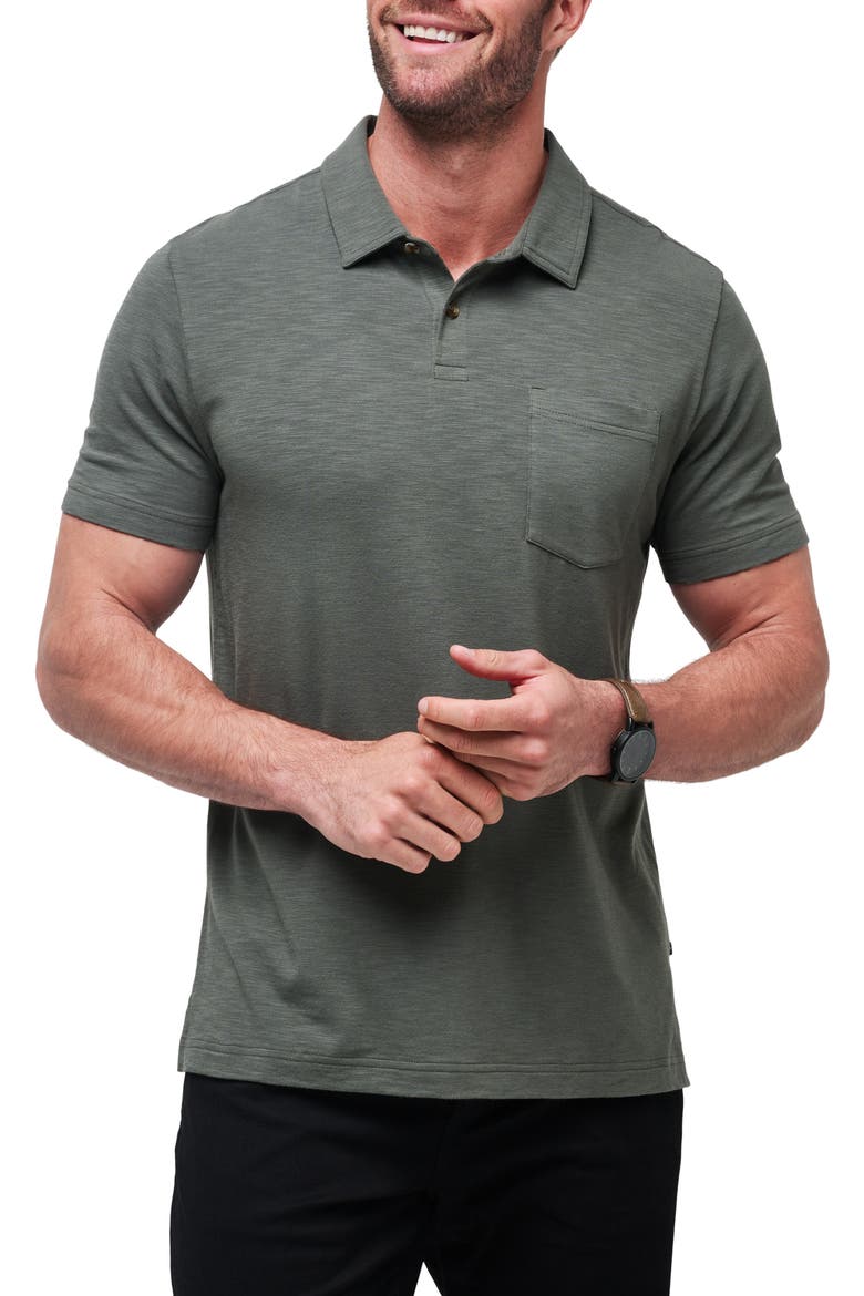 Cloud Slub Pocket Polo, Main, color, DARK OLIVE