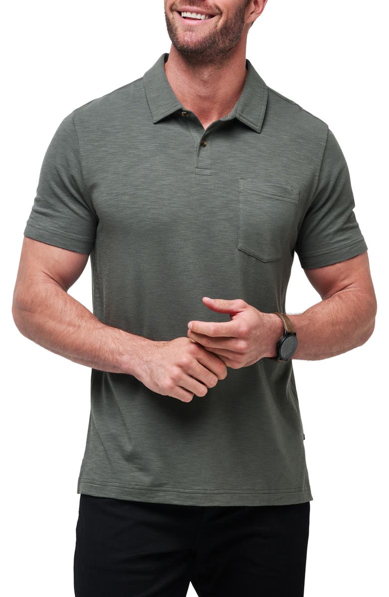 TravisMathew Cloud Slub Pocket Polo, Main, color, Dark Olive