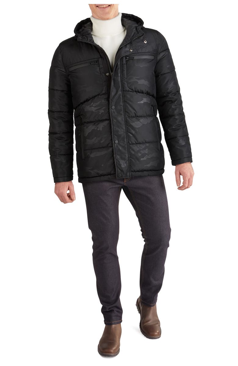 Kenneth Cole Camo Print Hooded Puffer Jacket, Main, color,