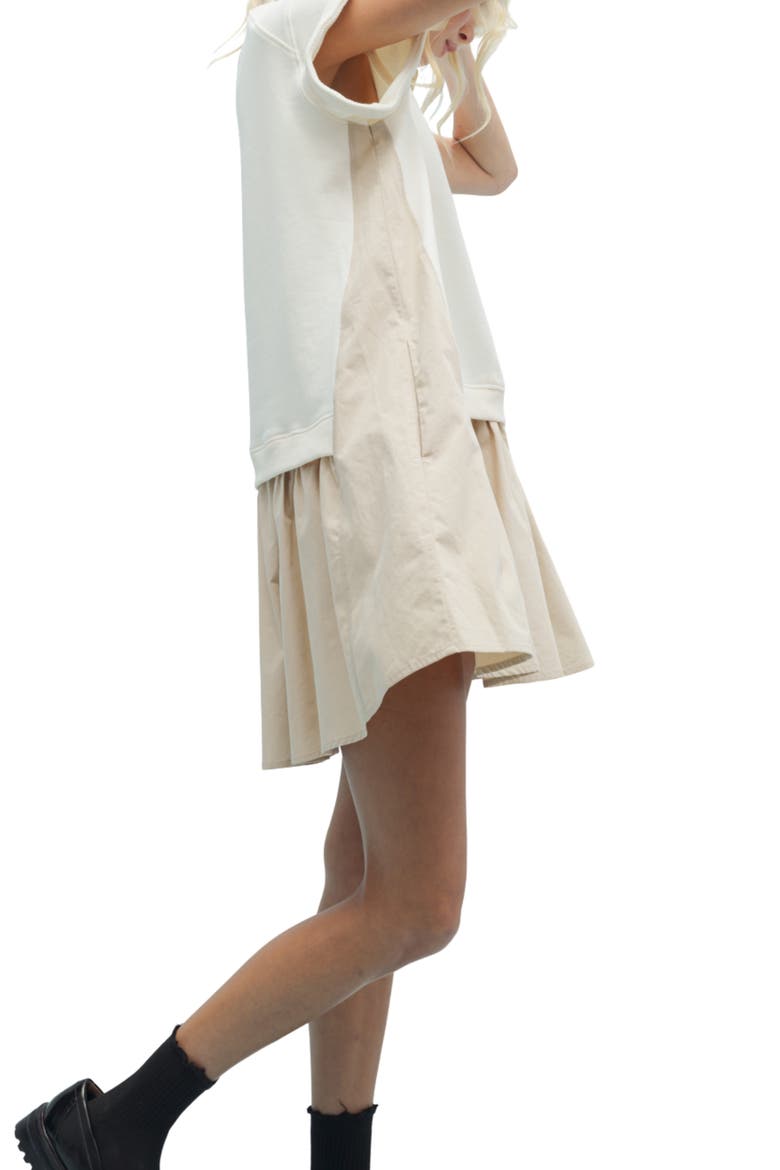 Twofer Short Sleeve Minidress, Alternate, color, CREAM/ TAUPE