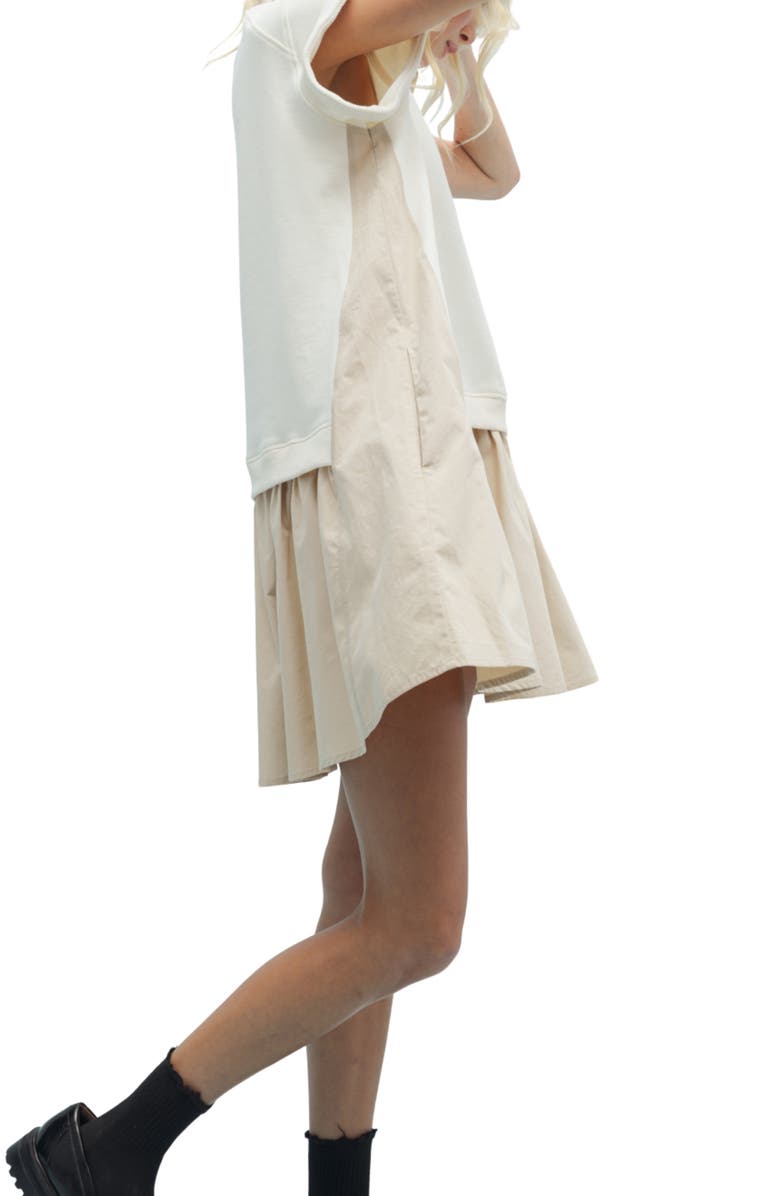 WISHLIST Twofer Short Sleeve Minidress, Alternate, color, Cream/ Taupe