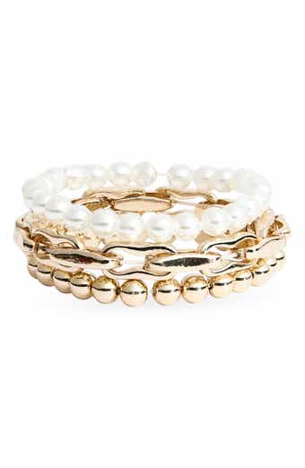 Cara Set of 3 Faux Pearl & Chain Bracelets