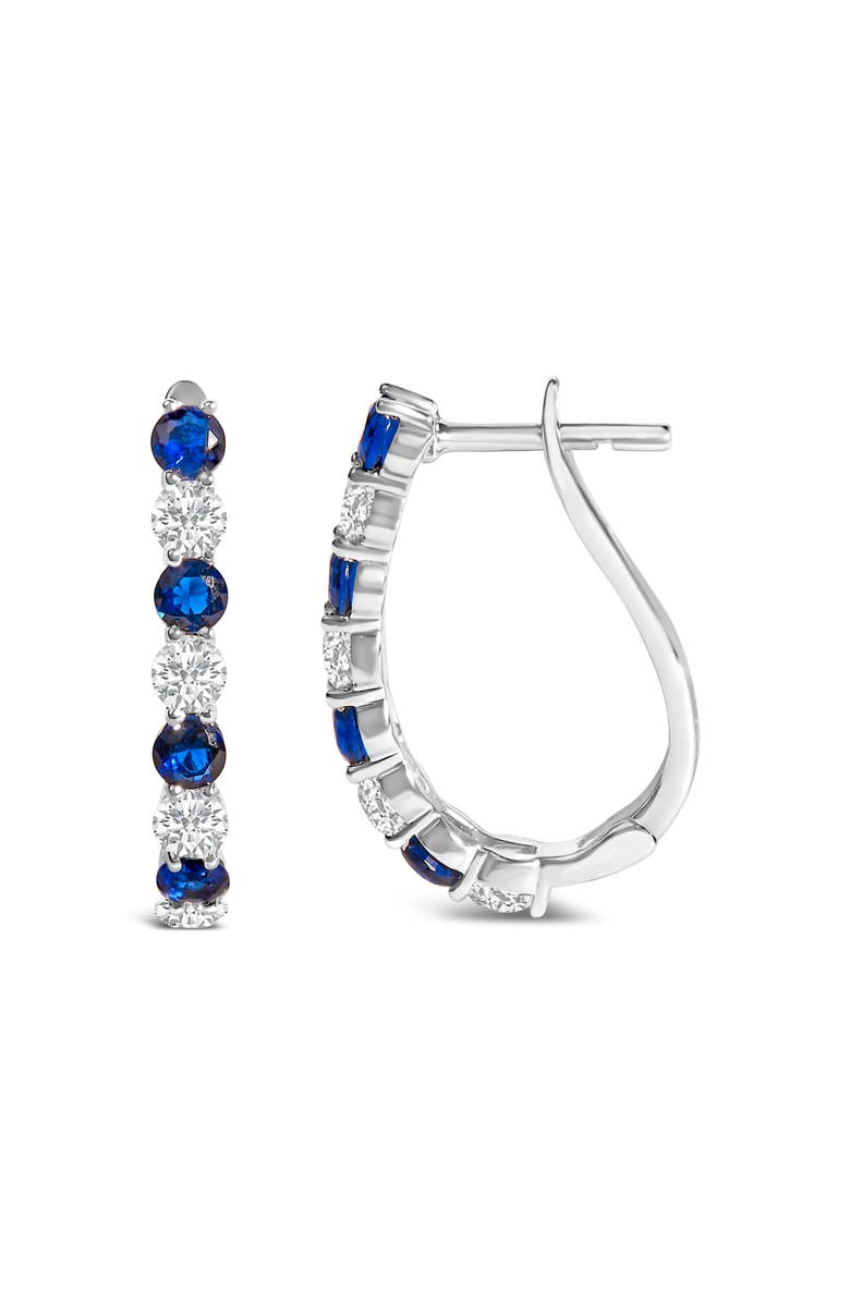 Haus of Brilliance .925 Sterling Silver Created Blue and White Sapphire Hoop Earrings, Alternate, color, White