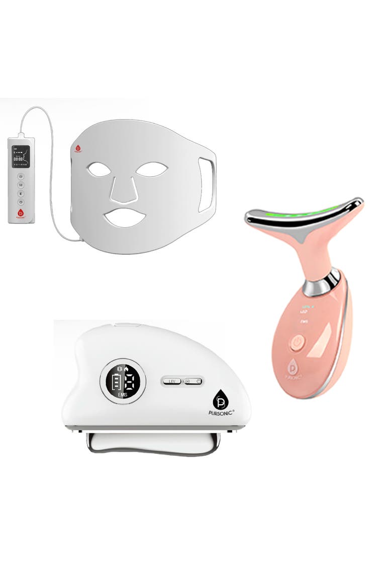 Ultimate 3-Piece LED Light Therapy & Face Sculpting System, Main, color, White