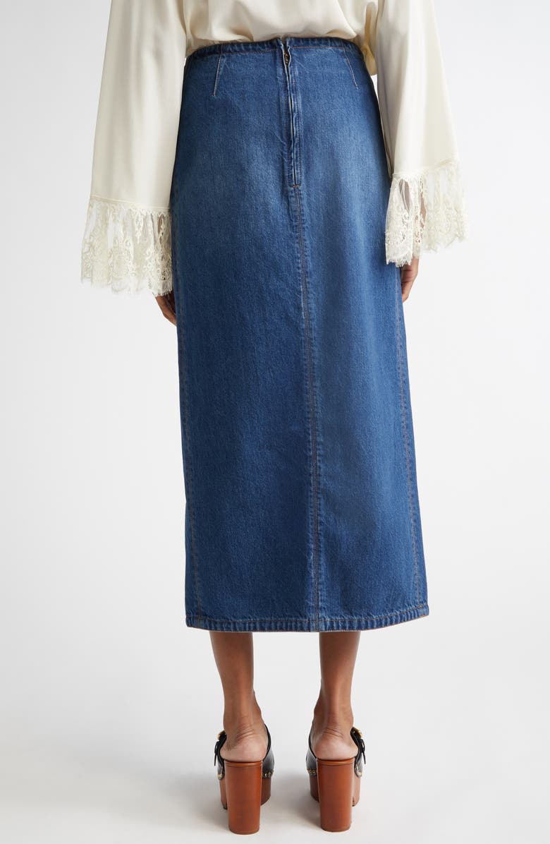 Chloé Front Slit Denim Midi Skirt, Alternate, color, 