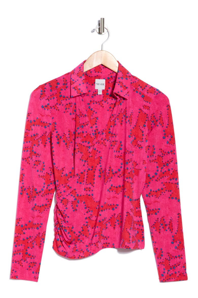 Clashy Petals Knit Wrap Top, Alternate, color, PINK MULTI