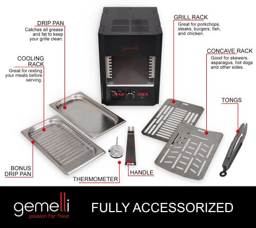 Gemelli Home Gemelli Gourmet Steak Grille, Infrared Superheating Up To 1560 Degrees, Electric Grill In Black