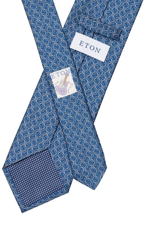 Eton Blue Vine Print Silk Tie In Medium Blue