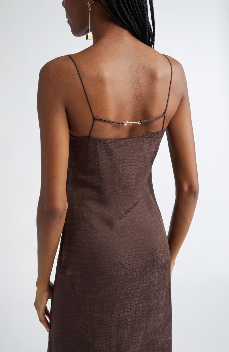 Jacquemus The Notte Charm Logo Crocodile Jacquard Midi Dress, Alternate, color,