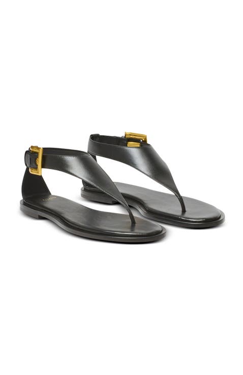 Anthem flat toe-post sandals in lambskin leather