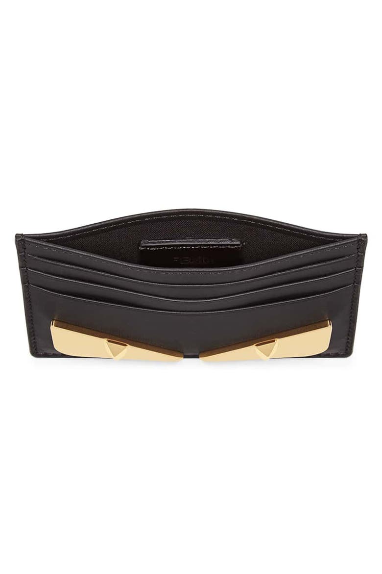 Monster Leather Card Holder, Alternate, color, BLACK
