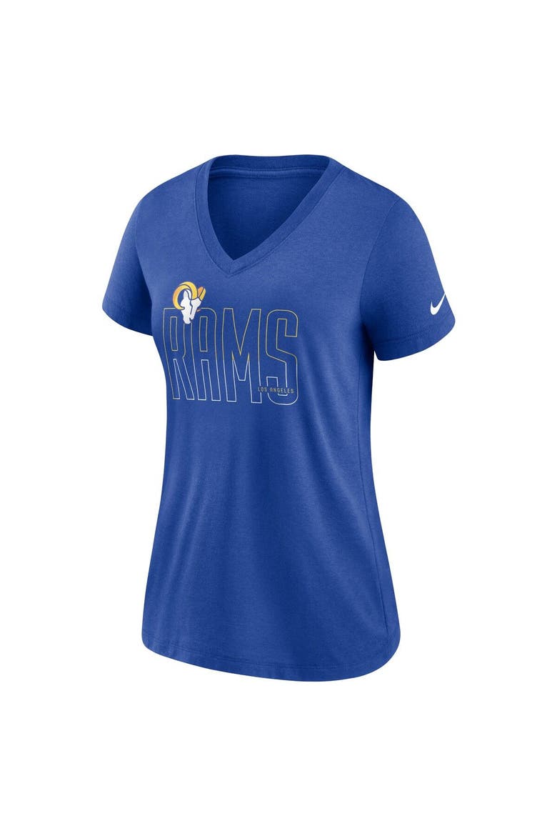 Women's Nike Heathered Royal Los Angeles Rams Lock Up Tri-Blend V-Neck T-Shirt, Alternate, color, Heather Royal