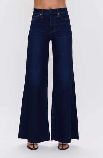 Izzy High Waist Raw Hem Wide Leg Flare Jeans