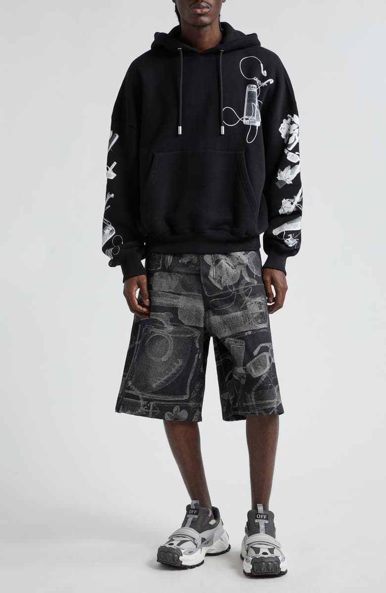Off-White Scan Arrow Cotton Graphic Hoodie, Alternate, color, 