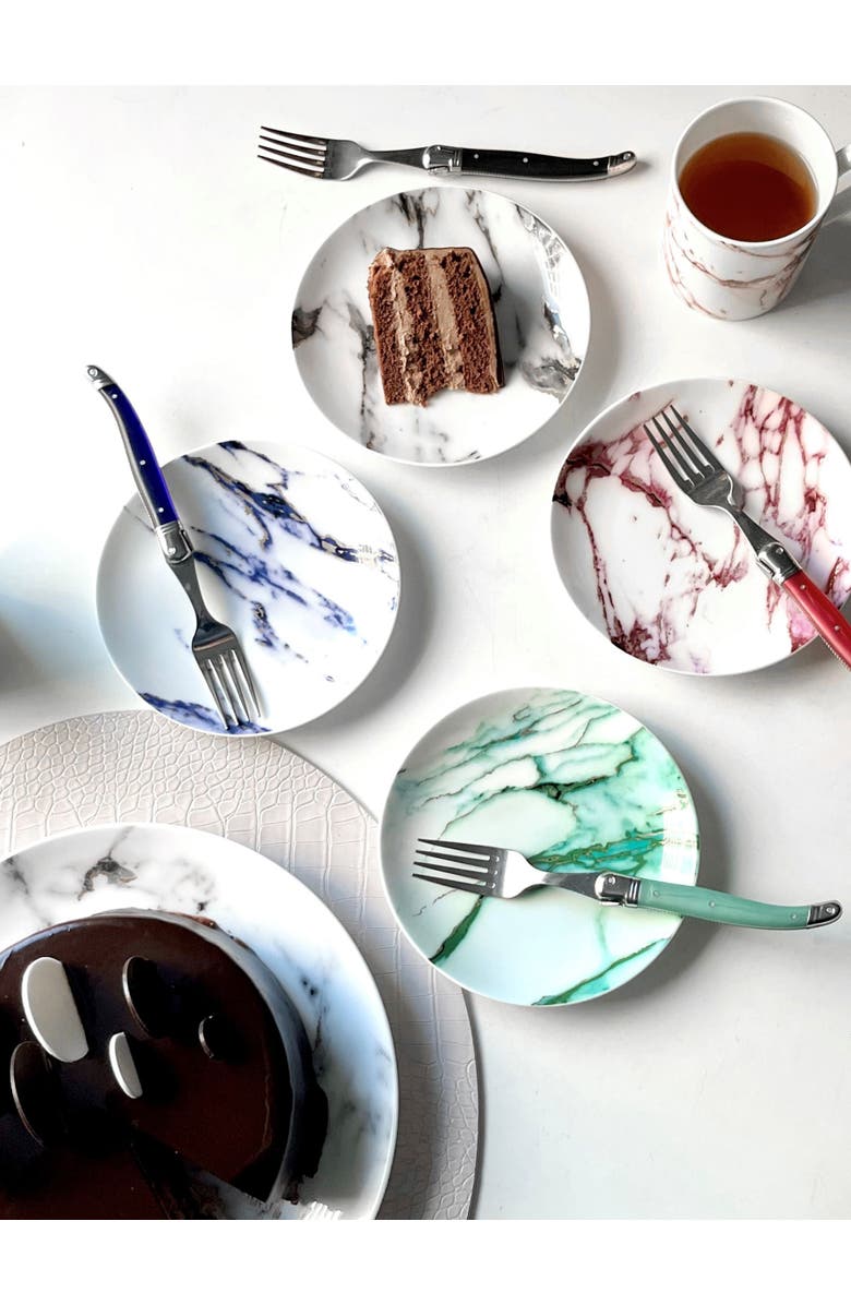 Prouna Marble Azure Canape Plate, Set of 4, Alternate, color, White