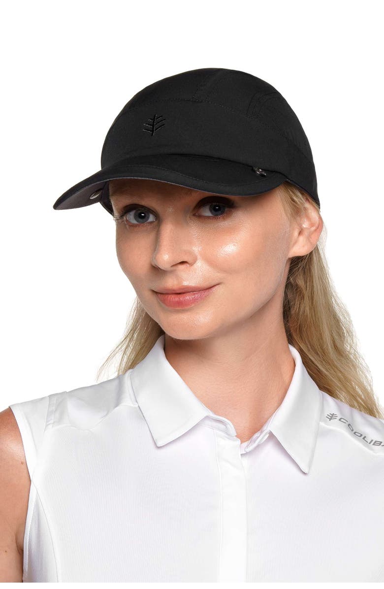 Coolibar Sports Cap with Removable Neck Drape - UPF 50+ Sun Protection - Agility, Alternate, color, Black