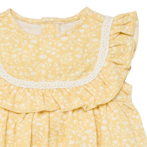 Modern Moments™ By Gerber Ruffle Bubble Romper In Light Yellow Vine Flower