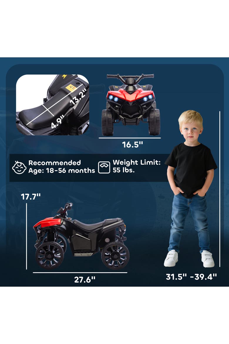 Electric ATV Quad Ride On, Alternate, color, Red