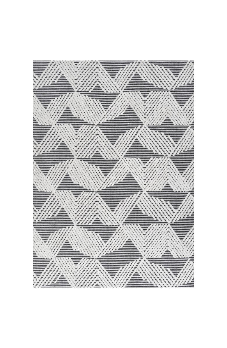JONATHAN Y Jazz High-Low Pile Art Deco Geometric Indoor/Outdoor Area Rug, Main, color, Black/Ivory