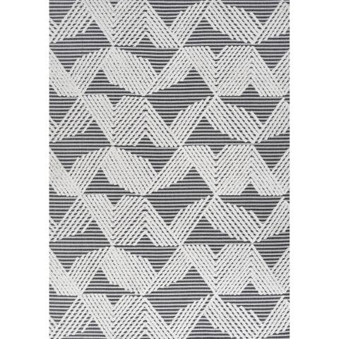 Jazz High-Low Pile Art Deco Geometric Indoor/Outdoor Area Rug
