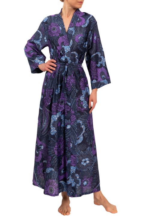 Blue floral printed patchwork summer chiffon dress 4992