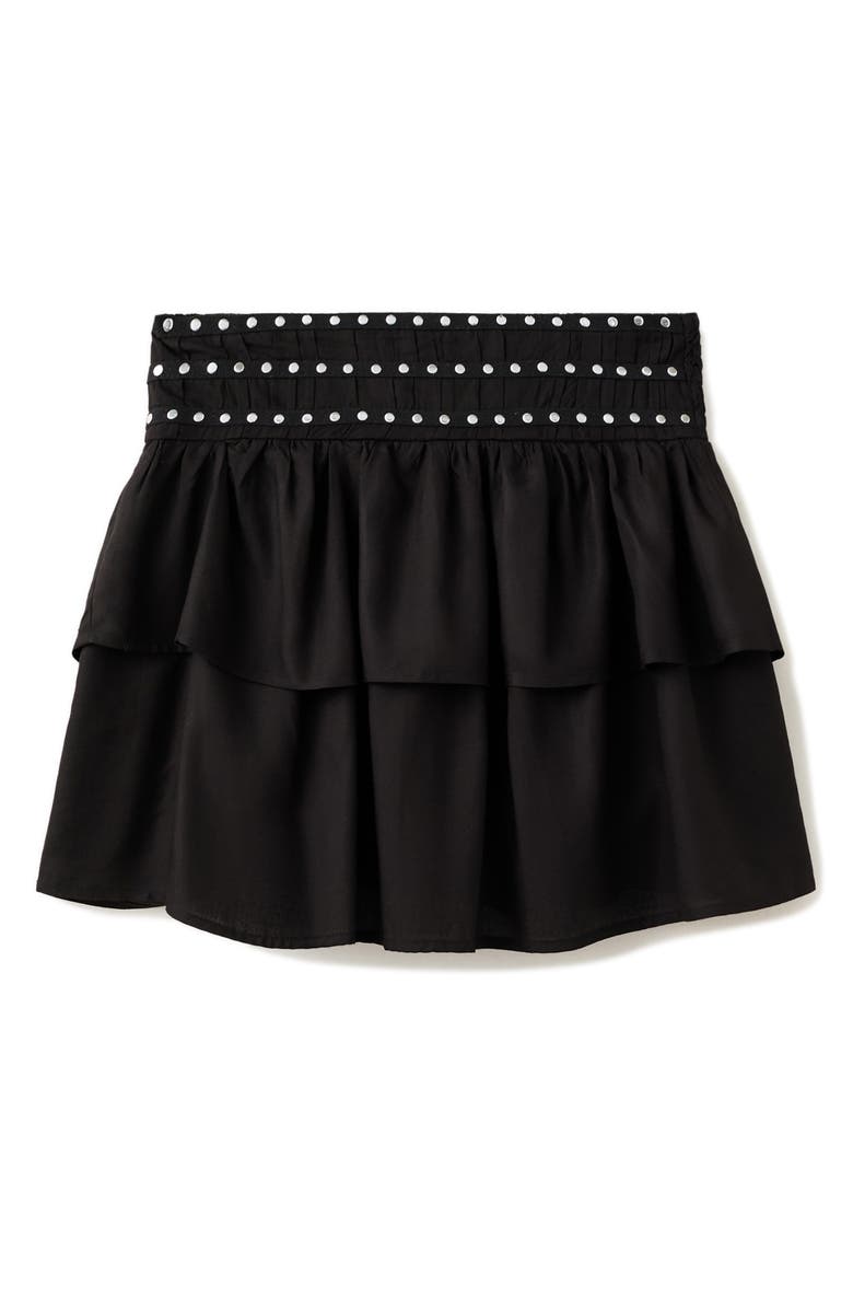 MANGO TEEN <p>Studded Tiered Miniskirt</p>, Alternate, color, Black
