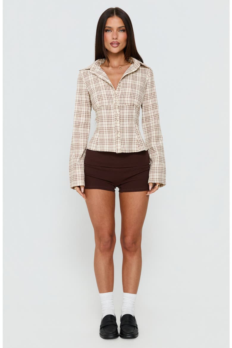 Cottesloe Plaid Cotton Button-Up Shirt, Alternate, color, BROWN CHECK