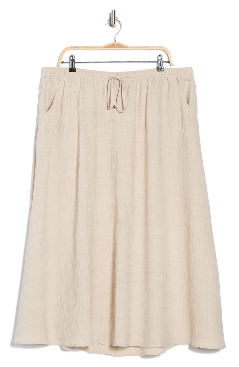 MAX STUDIO Textured Drawstring Skirt, Alternate, color, Ht Oatmeal