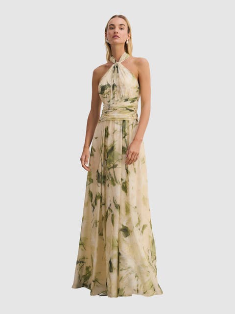 Rivera Silk Halter Maxi Dress