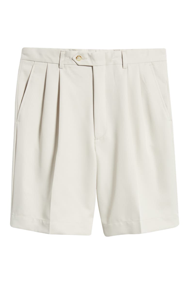 Microfiber Pleated Shorts, Alternate, color, STONE