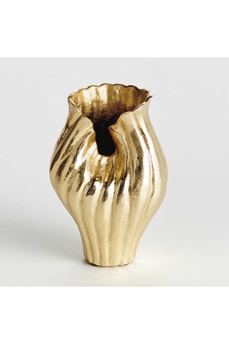 Rosalie Vase Small - Gold Aluminum Decorative Accent, Alternate, color, Gold
