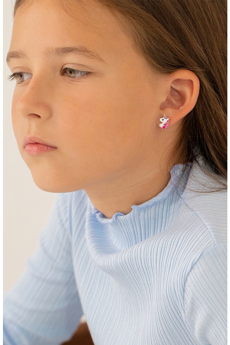 Rainbow Unicorn Earrings, Alternate, color, Pink
