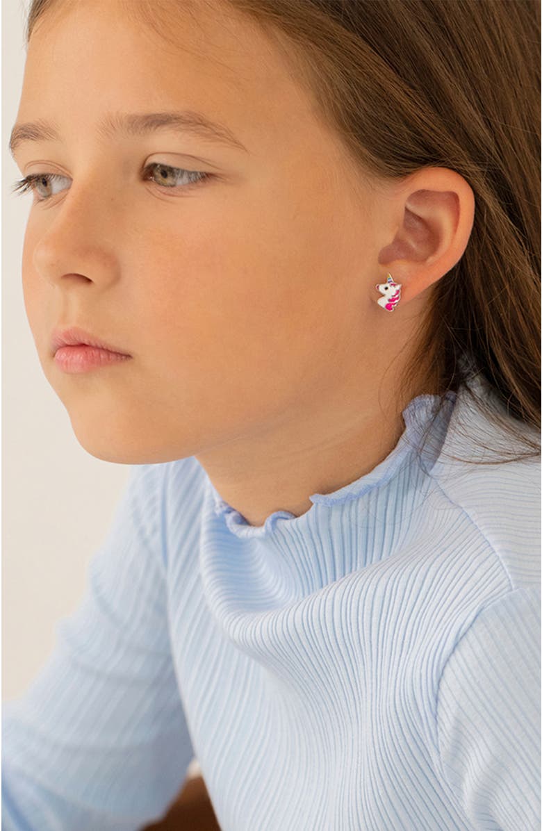 In Season Jewelry Rainbow Unicorn Earrings, Alternate, color, Pink