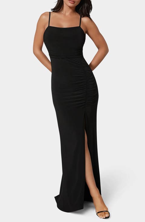 Ruched High Slit Maxi Dress