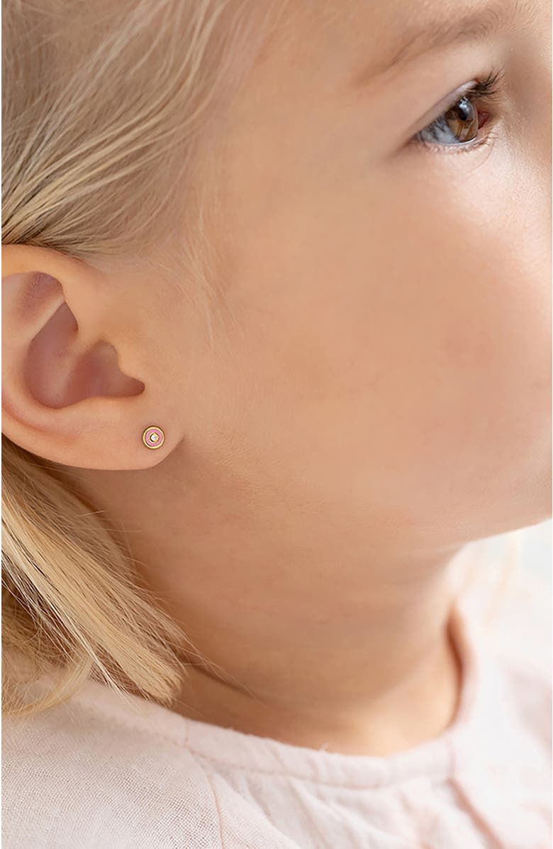 In Season Jewelry 14k Pink Donut Earrings, Alternate, color, Pink