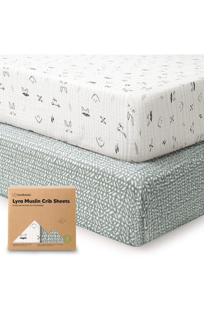 KeaBabies 2-Pack Lyra Muslin Crib Sheets, Main, color, Nordic