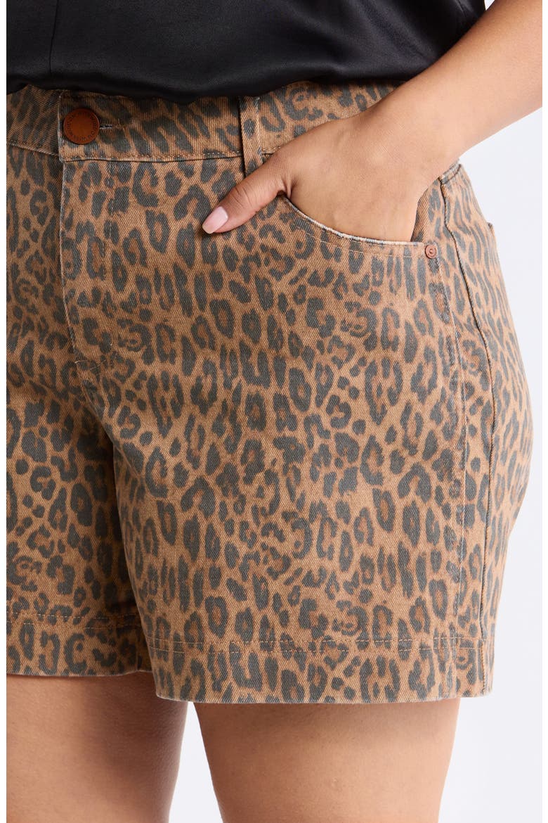 Gracie Leopard Print High Waist Denim Shorts, Alternate, color, BROWN/ BLACK MULTI