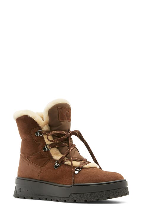 Excellent Waterproof Boot with Genuine Shearling Trim
