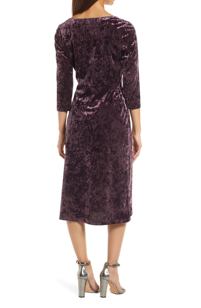 Connected Apparel Long Sleeve Velvet Midi Dress, Alternate, color, 