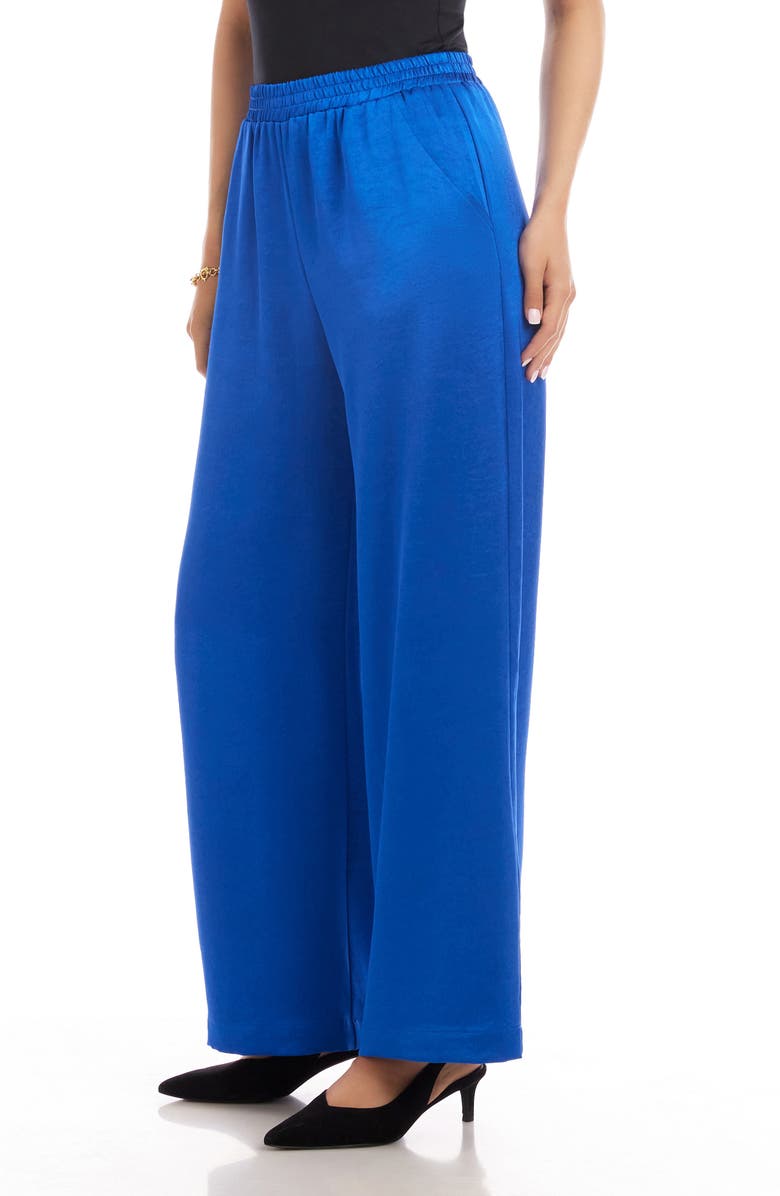 Karen Kane Wide Leg Satin Pants, Alternate, color, Sapphire Blue