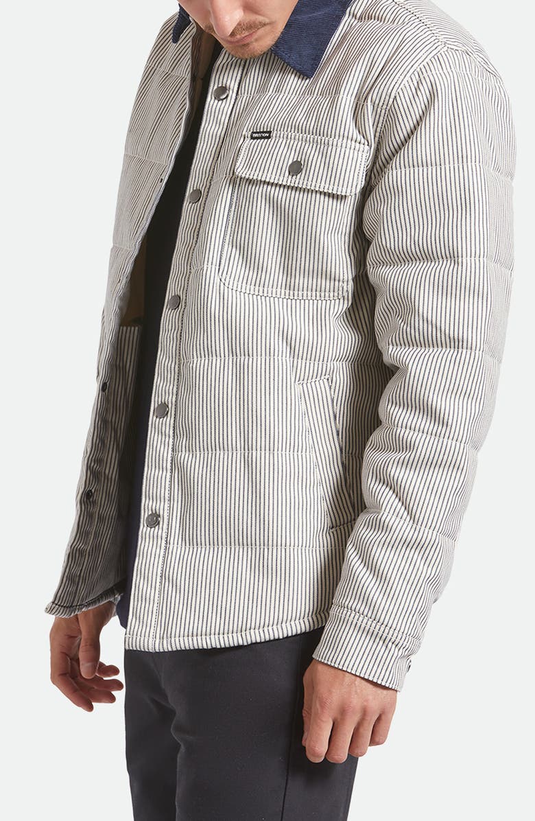 Brixton Cass Engineer Stripe Quilted Jacket, Alternate, color, Whitecap/ Mood Indigo Hickory