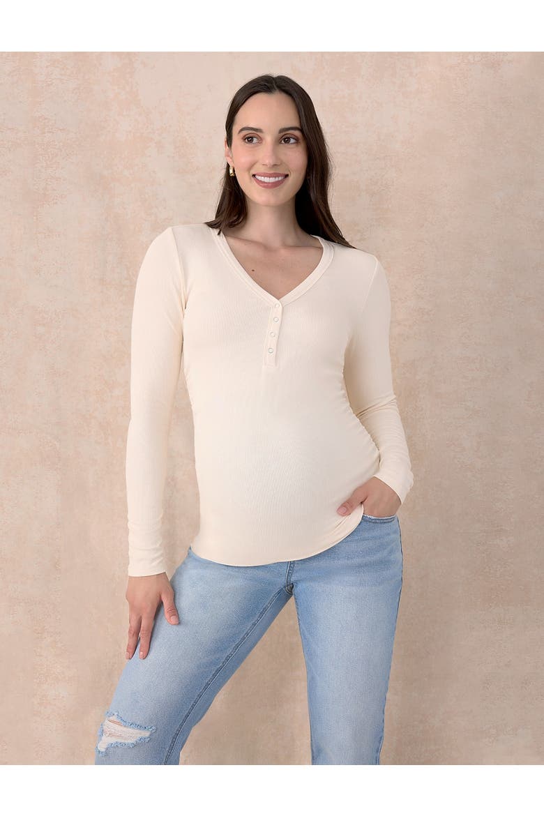 V-Neck Side-Ruched Long Sleeve Henley Tee, Alternate, color, Whitecap Grey