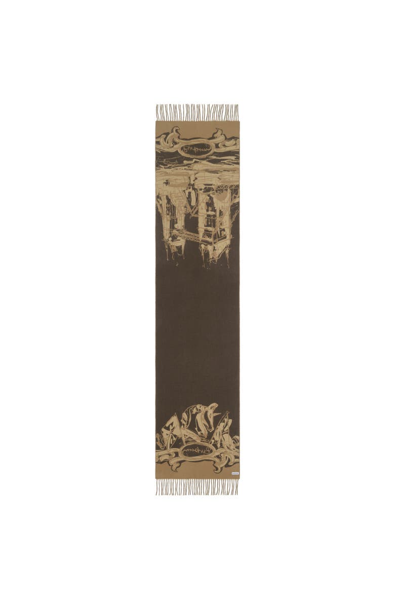 Burberry Tower Bridge Cashmere Scarf, Alternate, color, Sand